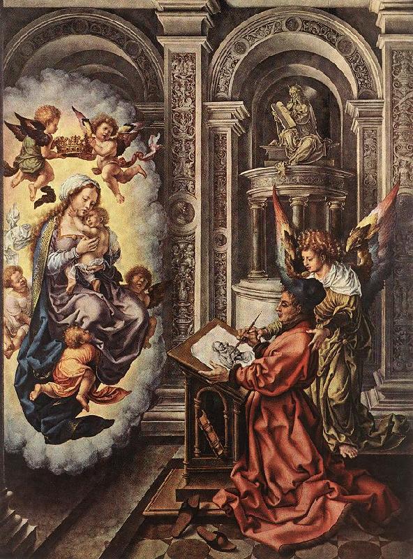 GOSSAERT, Jan (Mabuse) St Luke Painting the Madonna sdg France oil painting art